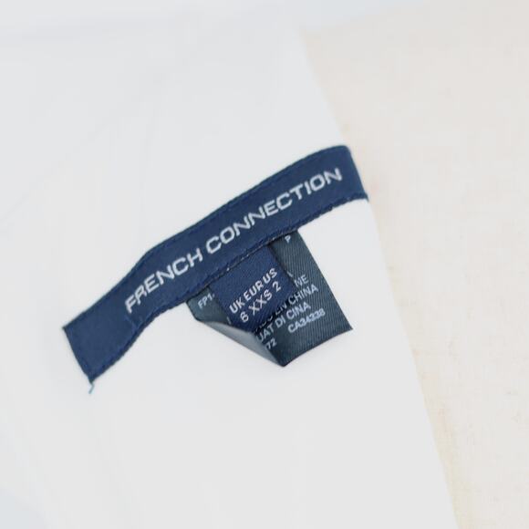 French Connection Women White Whisper Cocktail Ruffled V-Neck Mini Dress Size 2 - Picture 7 of 7